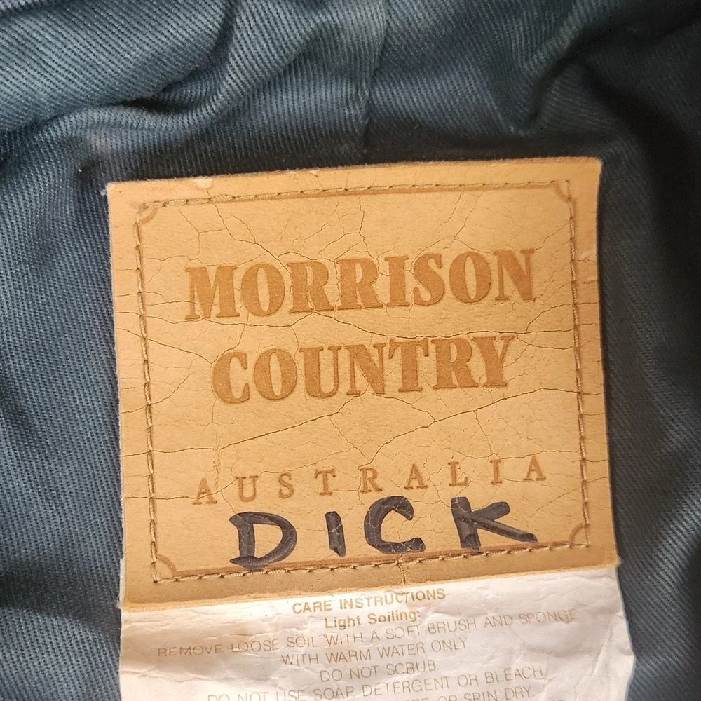 Vtg Morrisons Australian Green‎ OilSkin Coat Duster Size XL Ranch Cowboy Chore